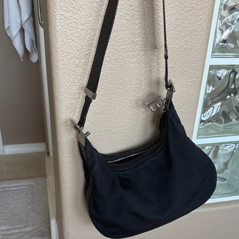 Gucci Black Shoulder Bag with Silver Accents